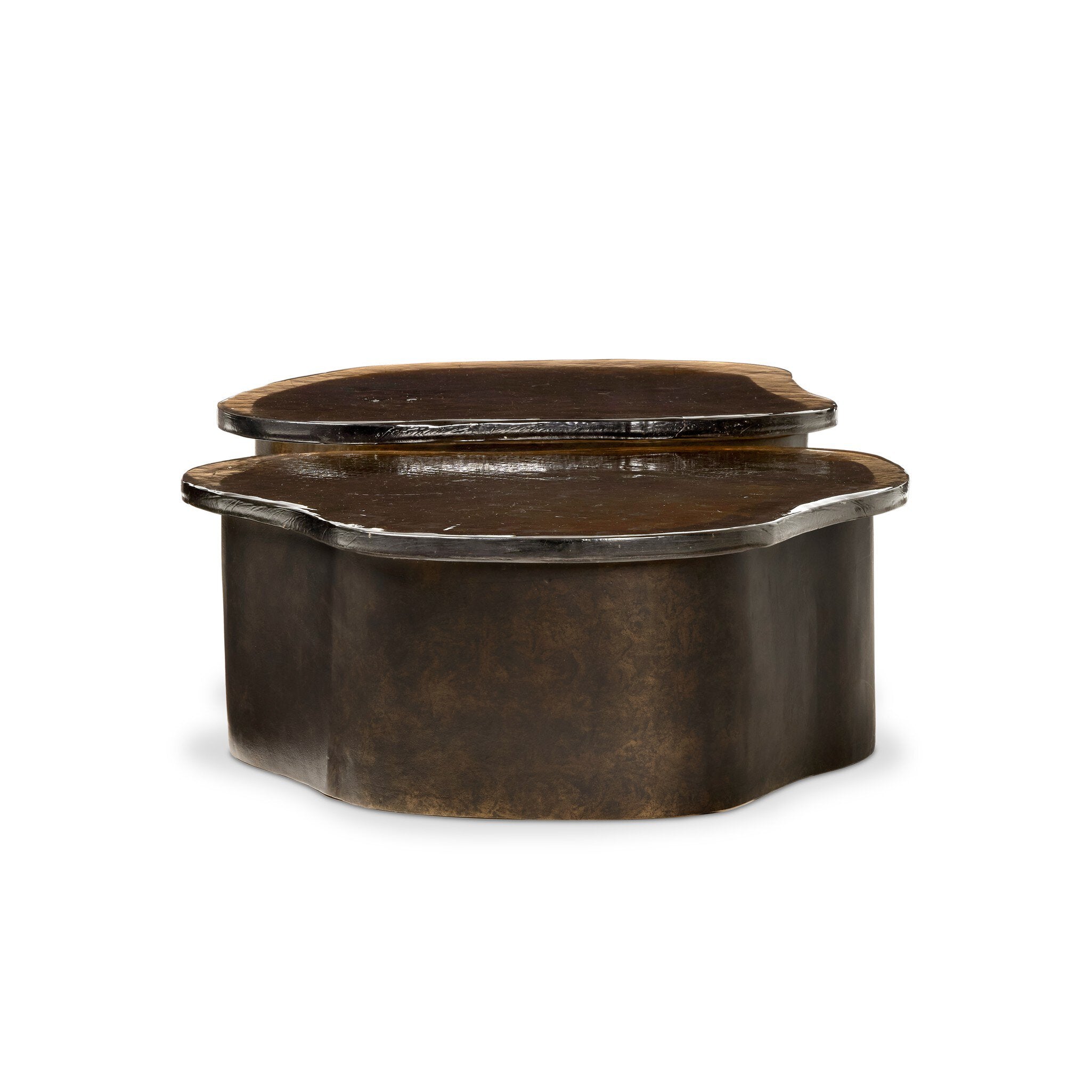 Efran Nesting Coffee Tables - Smoked Brown Cast Glass