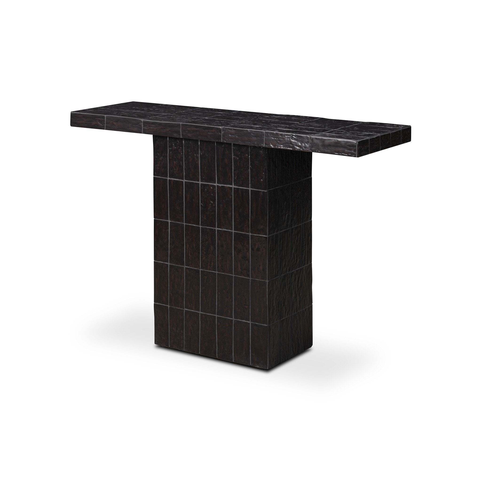 Tanik Console Table - Textured Brown Tile