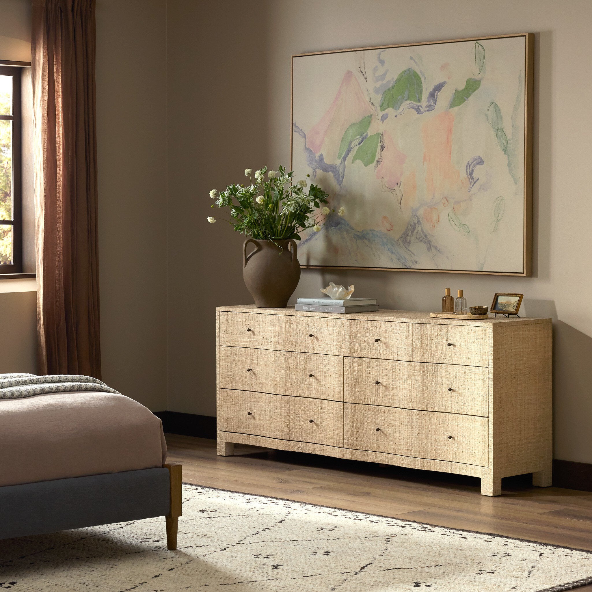 Hollis 8 Drawer Dresser - Natural Fleck Raffia