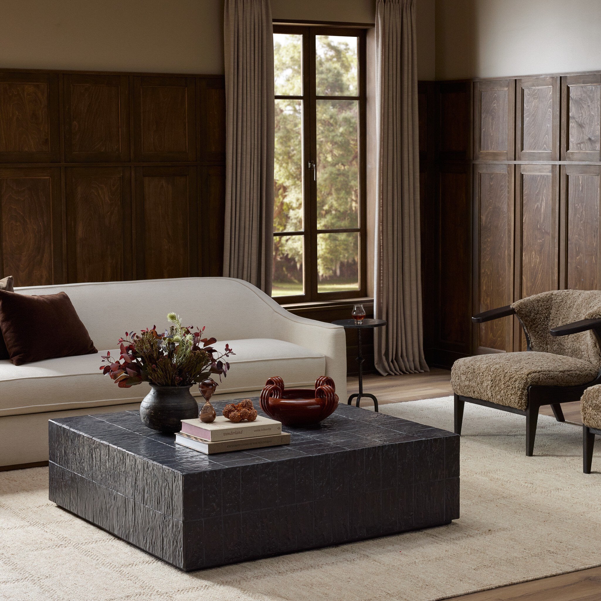 Tanik Coffee Table - Textured Brown Tile