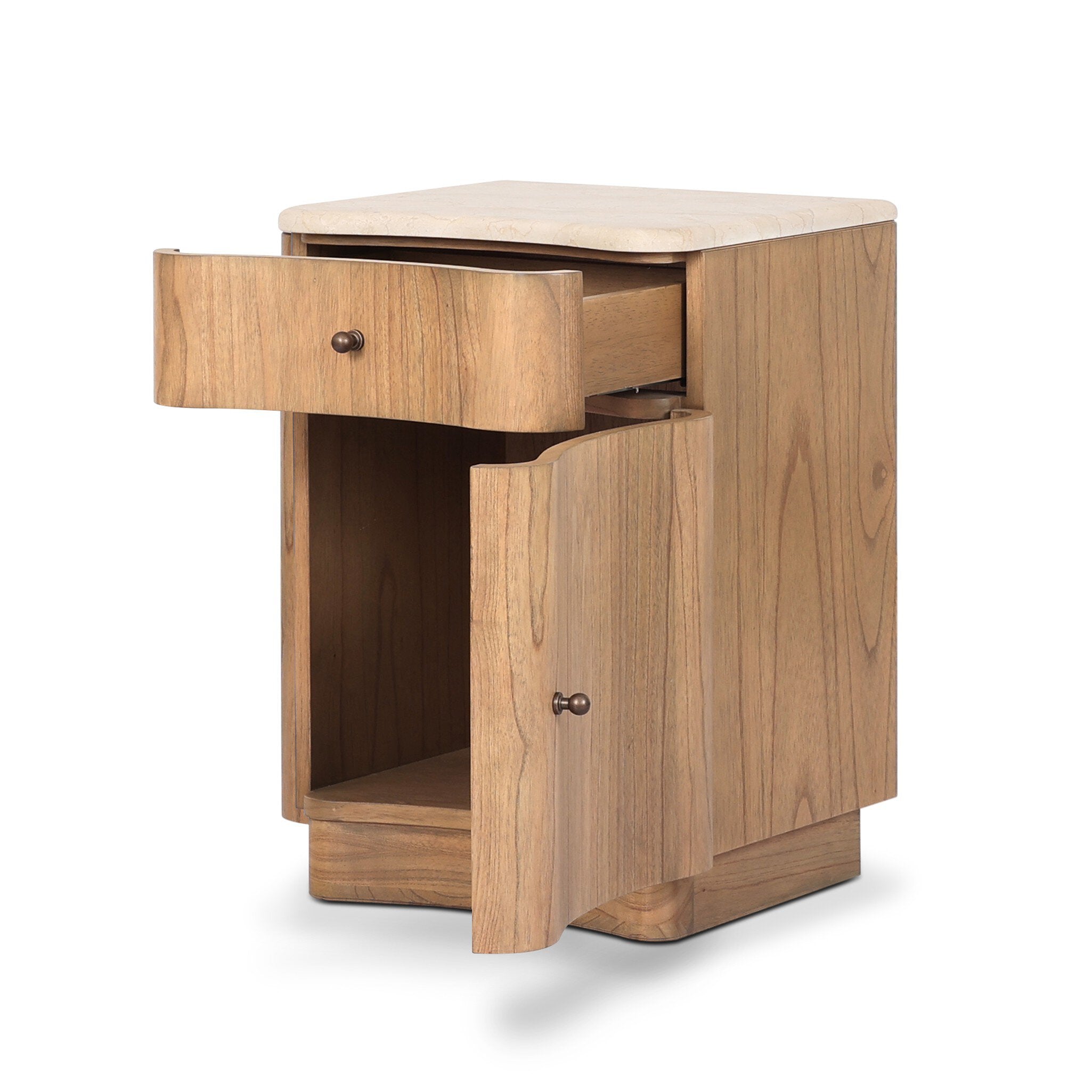 Boa Small Nightstand - Cream Marble