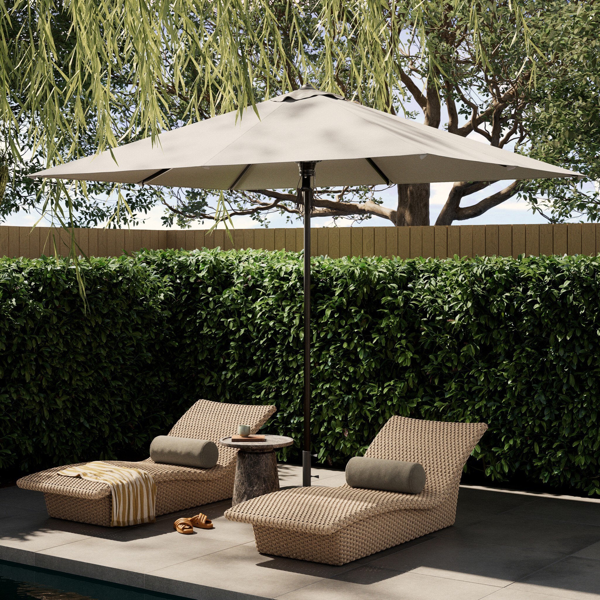 Baska Outdoor Rectangular Umbrella - Arashi Salt