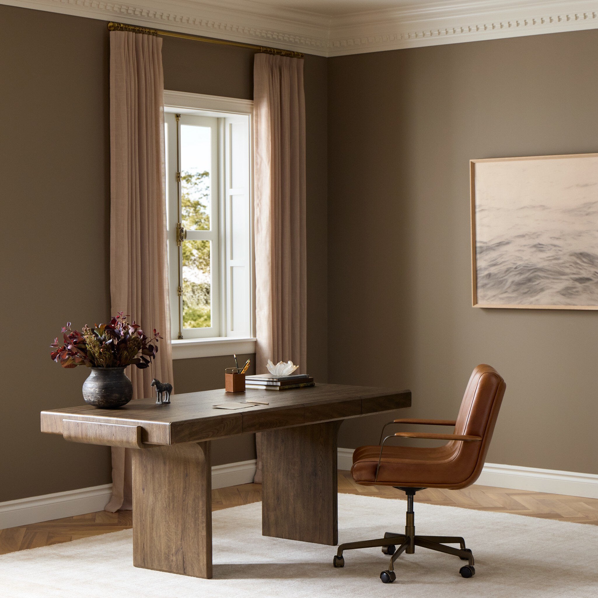 Soloma Desk - Grey Oak Veneer