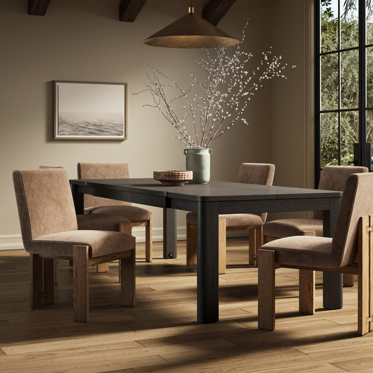 Noeline Extension Dining Table by Four Hands, styled view