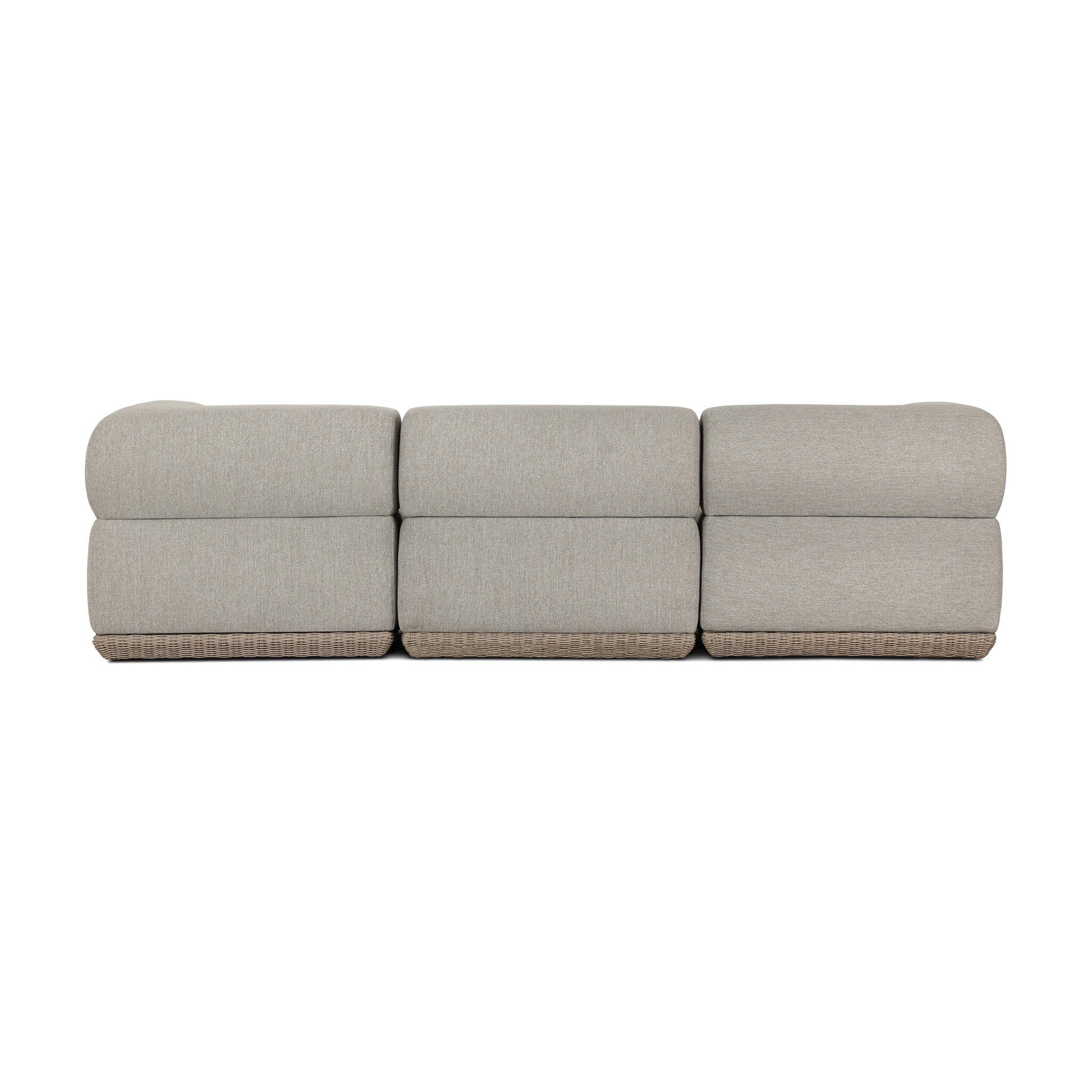 Evander Outdoor 3 Piece Sectional with Ottoman - Ramiro Ecru