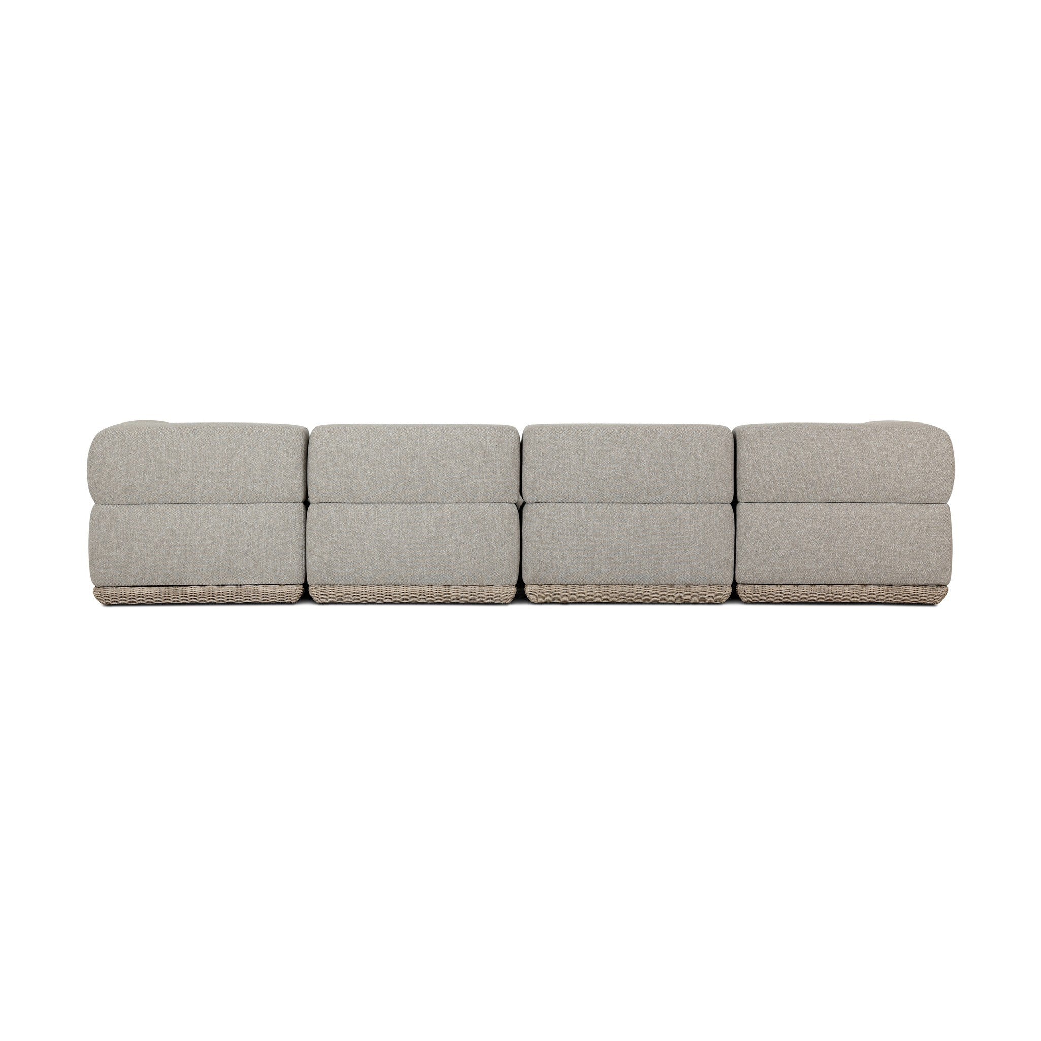 Evander Outdoor 4 Piece Sectional with Ottoman - Ramiro Ecru