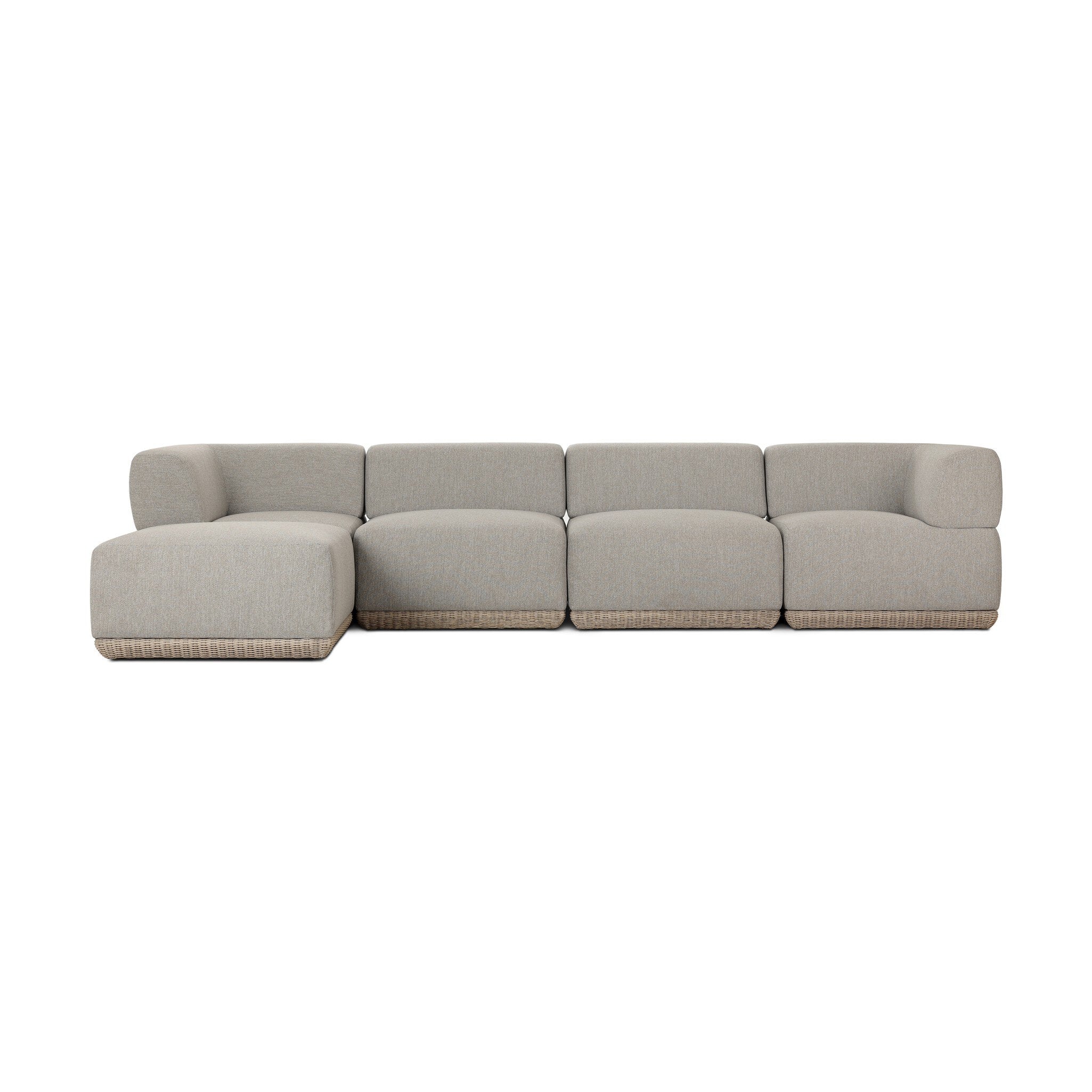 Evander Outdoor 4 Piece Sectional with Ottoman - Ramiro Ecru