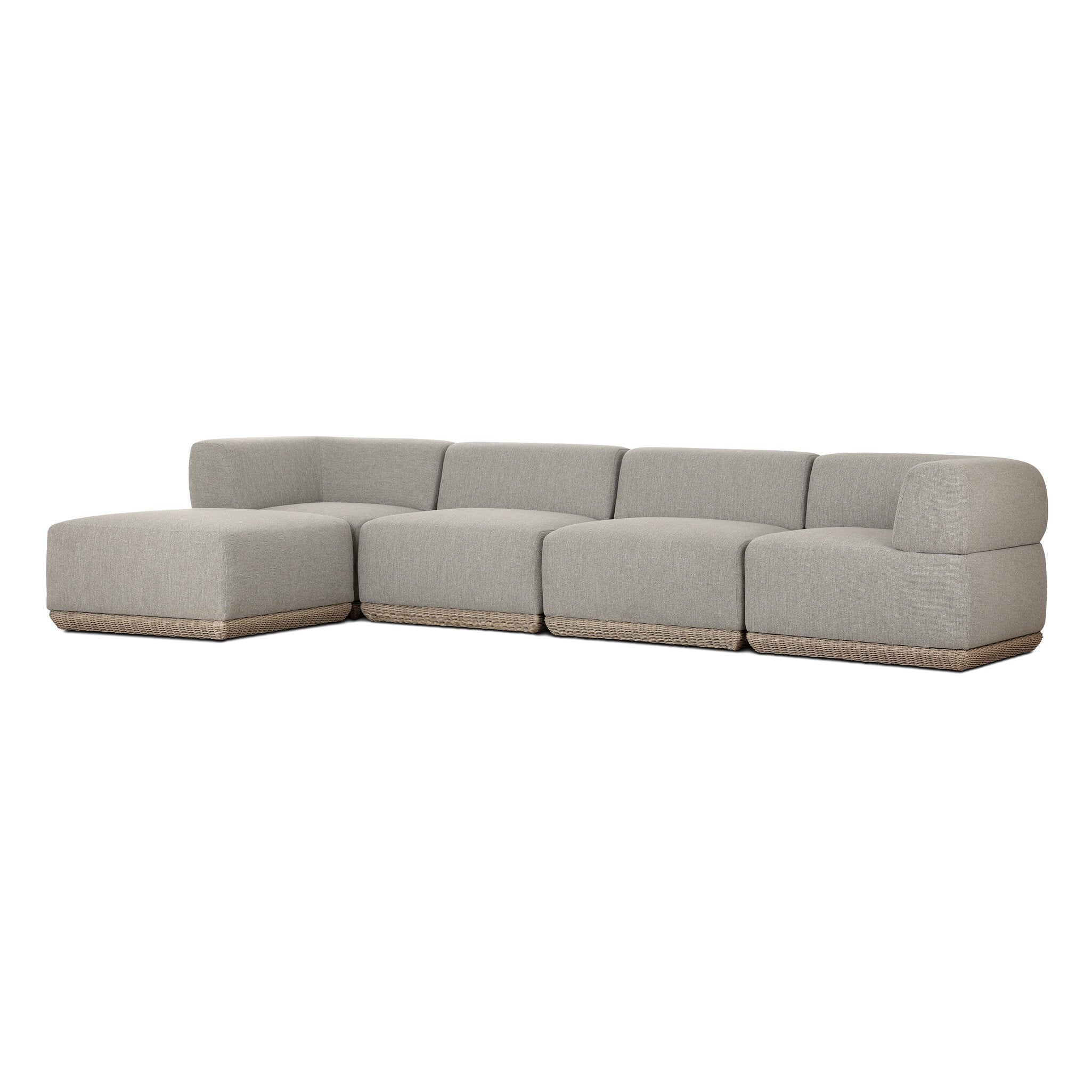 Evander Outdoor 4 Piece Sectional with Ottoman - Ramiro Ecru