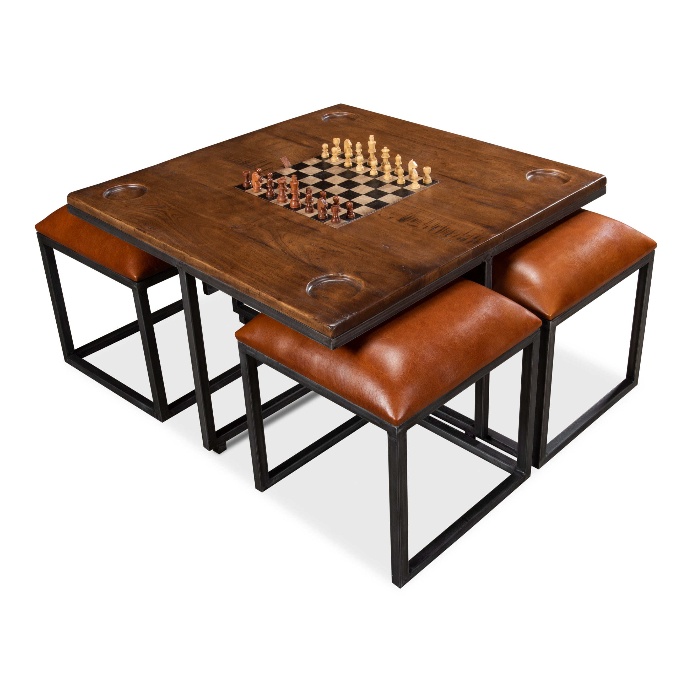 Low Game Table with Four Stools