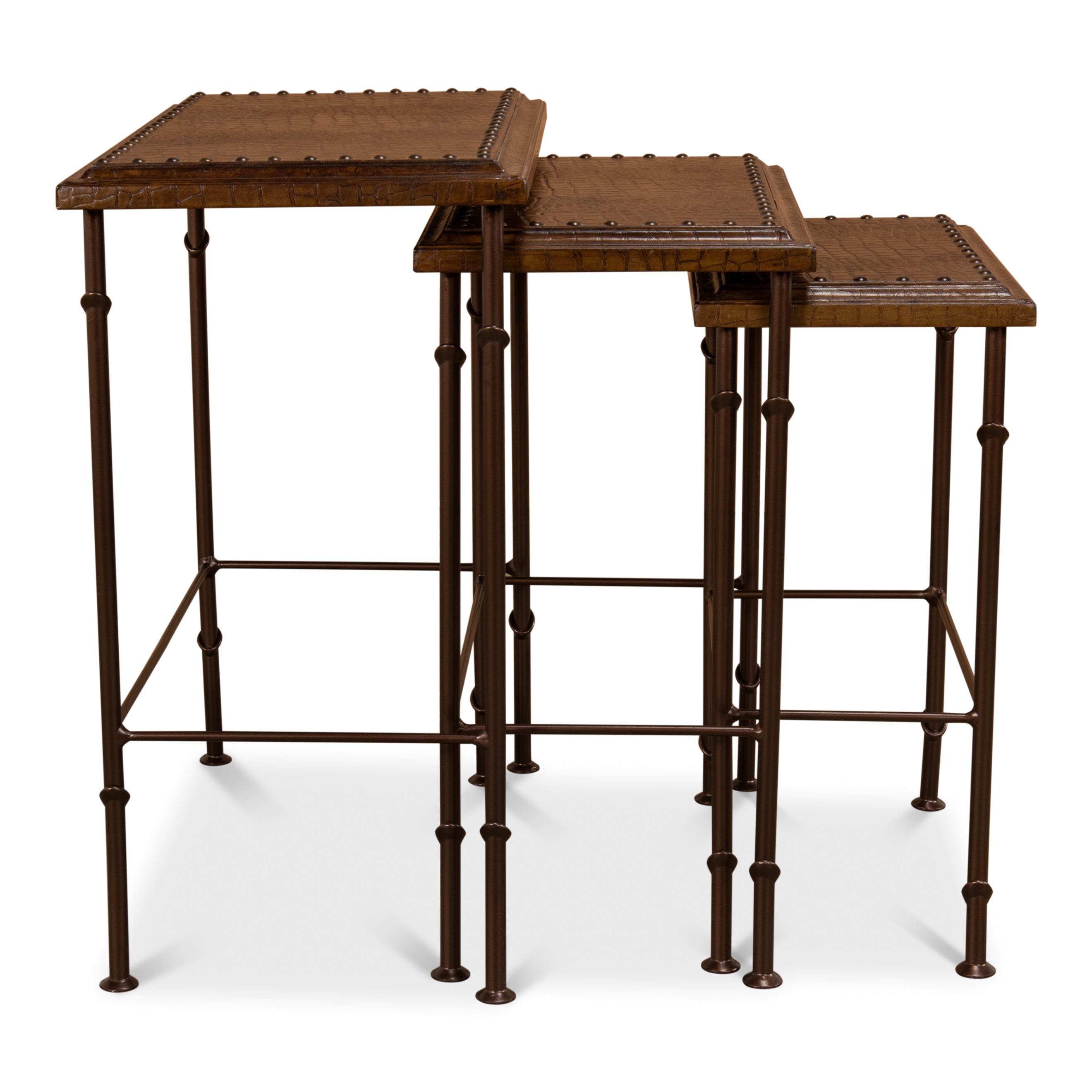 Croc Leather Nesting Tables - Set of 3