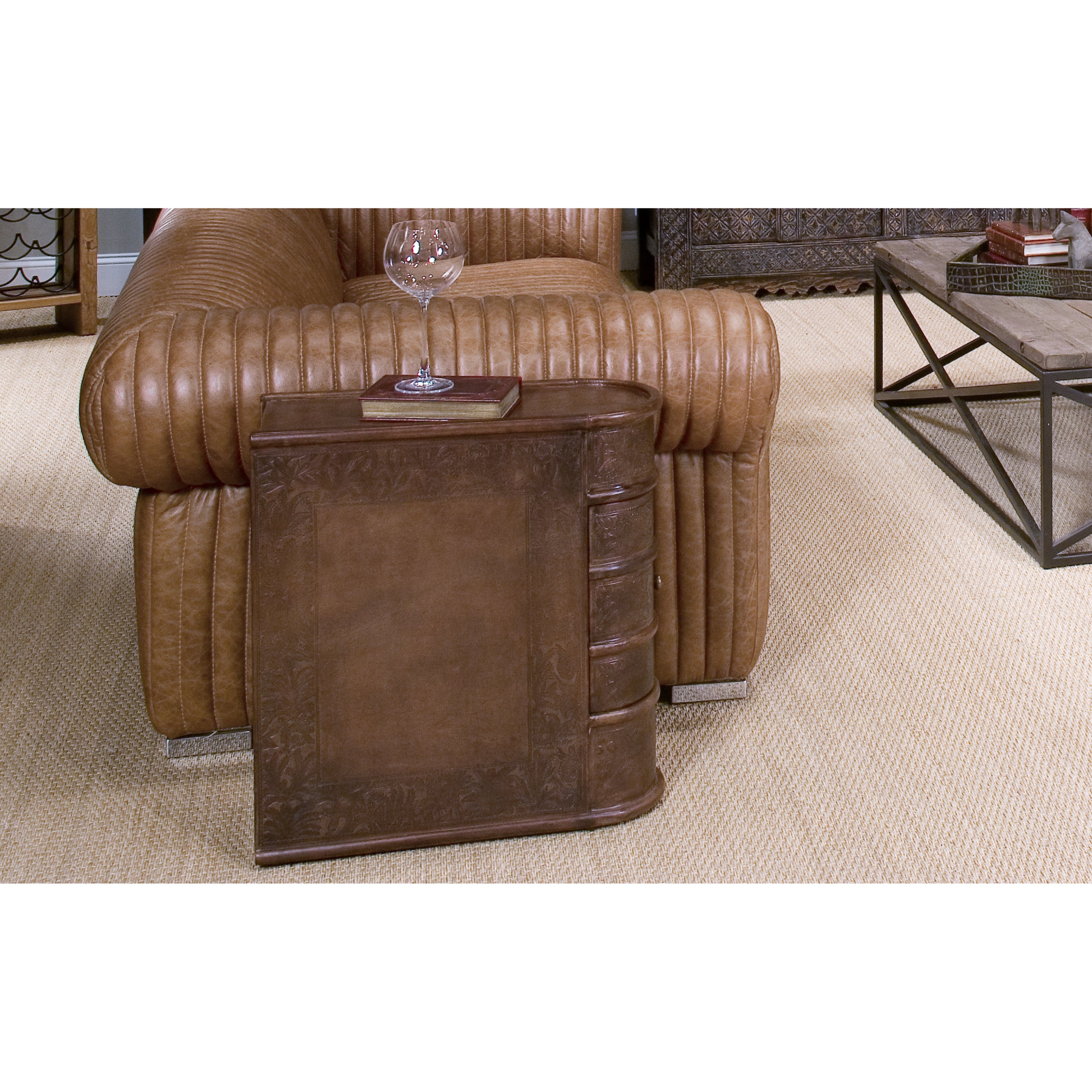 Barnes Leather Book Side Table