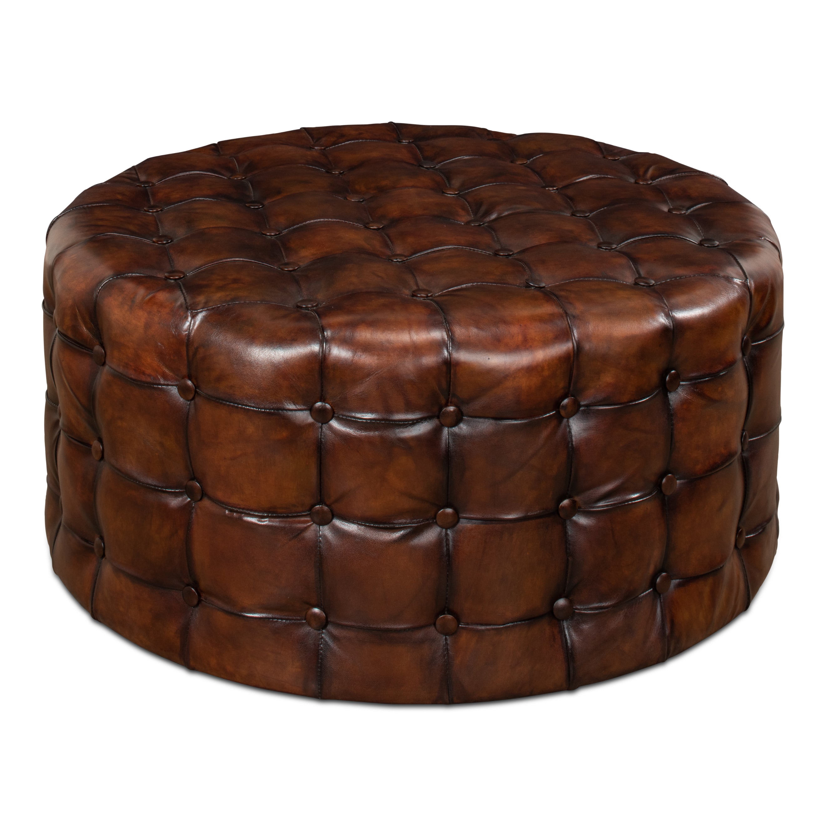 Leather Tufted Ottoman