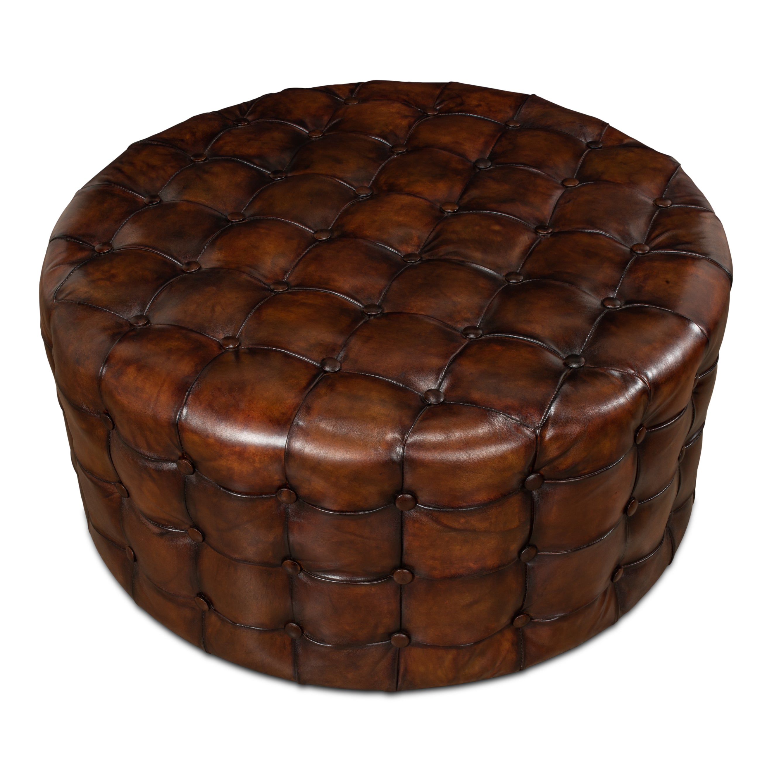 Leather Tufted Ottoman