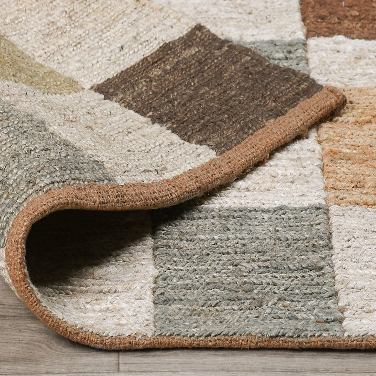Soumak Jute Check Natural Multi Rug by Classic Home