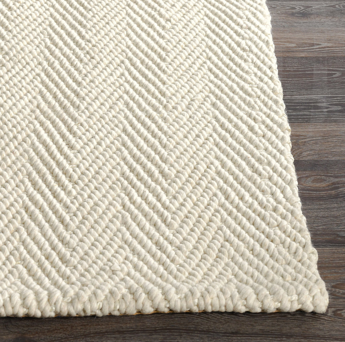 Herringbone Wool/Jute Ivory Rug