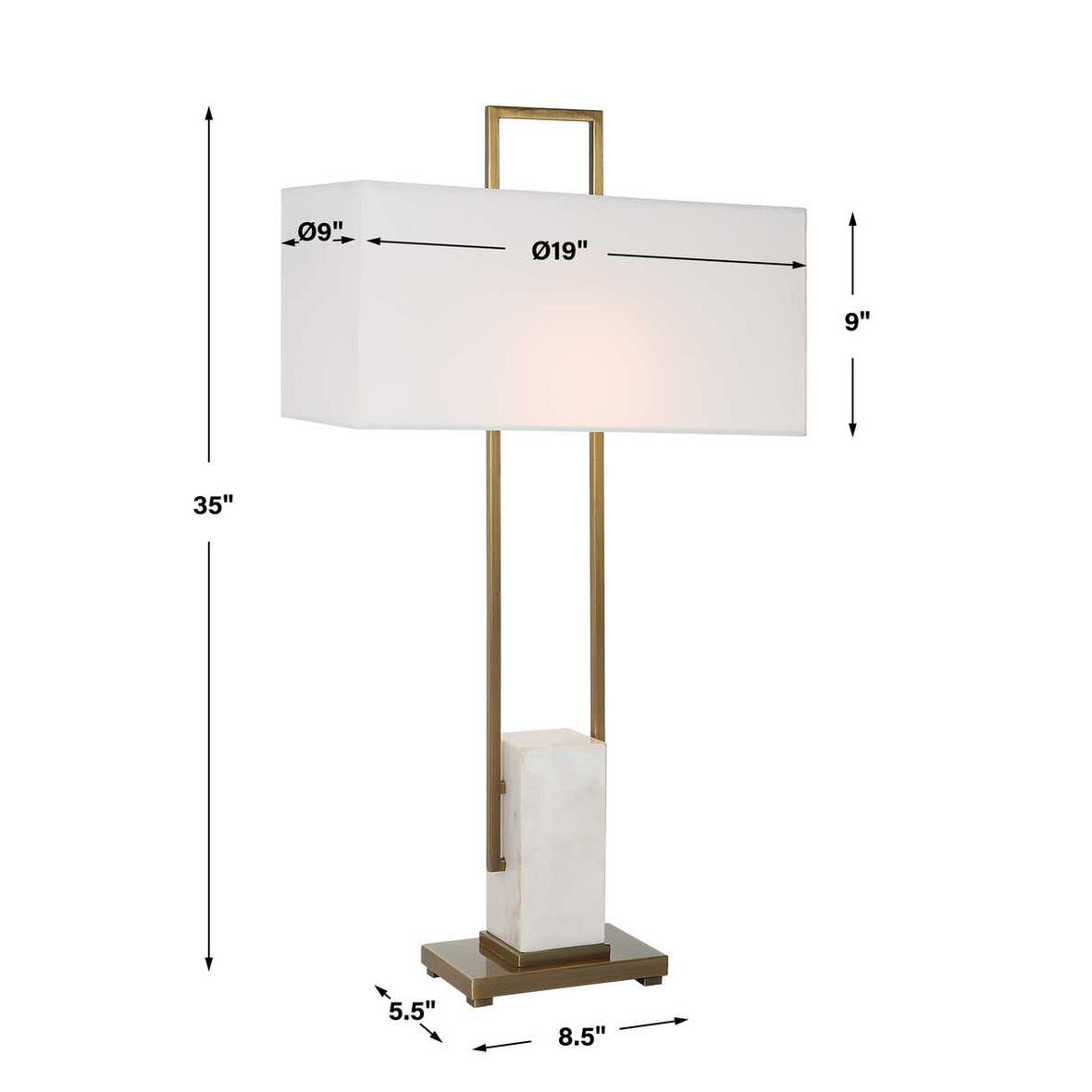 Uttermost Column White Marble Table Lamp