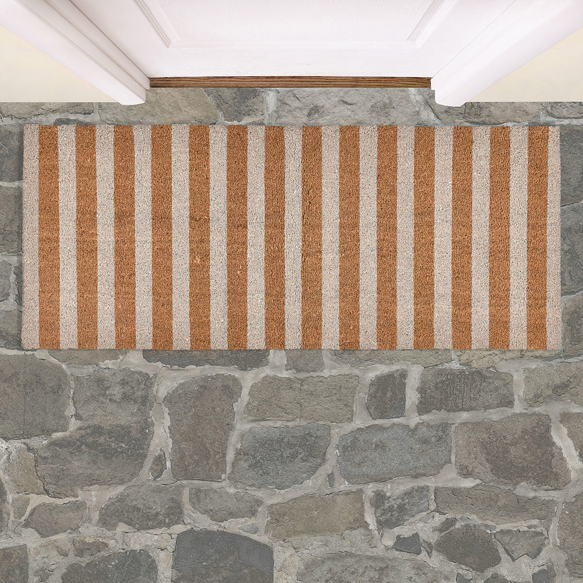 Striped Doormat 24x57 - Navy with Natural