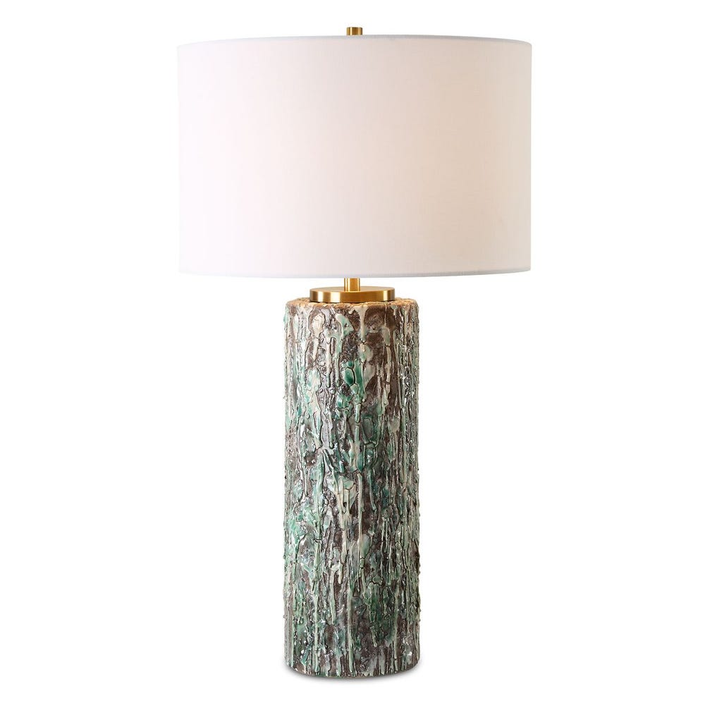 Uttermost Meltdown Ivory Teal Table Lamp
