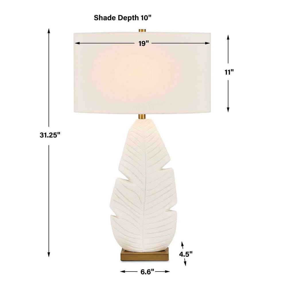 Uttermost Palm Leaf White Table Lamp