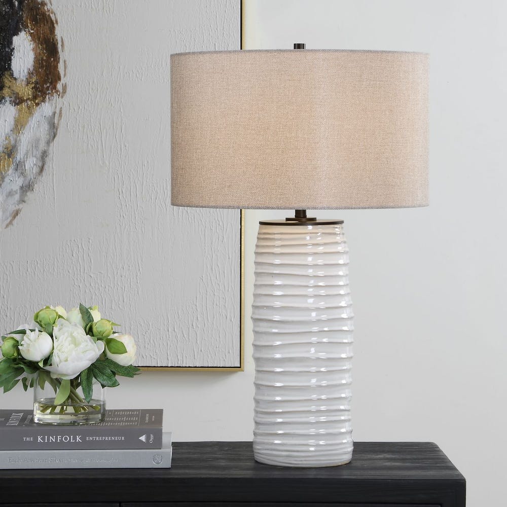 Uttermost Barat White Ceramic Table Lamp