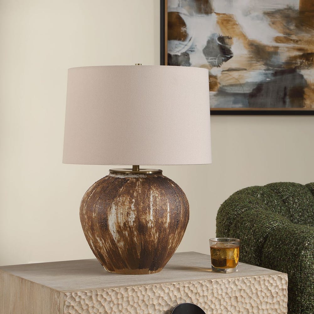 Uttermost McKinley 16" Textured Brown Table Lamp
