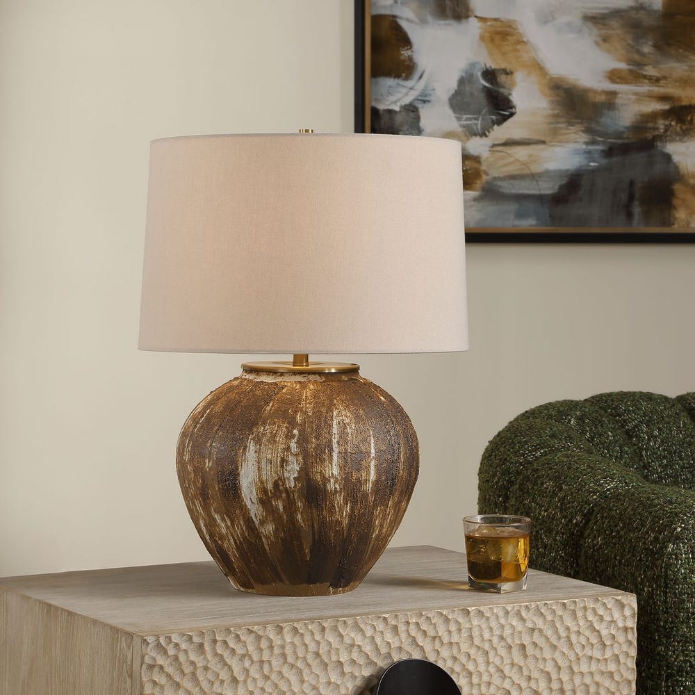 Uttermost McKinley 16" Textured Brown Table Lamp