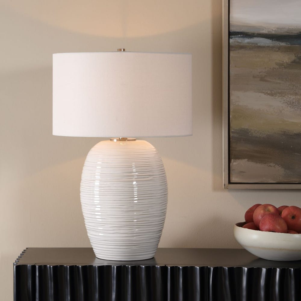 Uttermost Alkman White Glaze Table Lamp