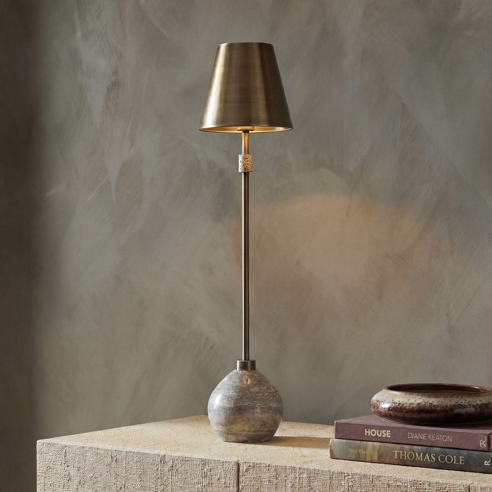 Uttermost Jaycee Dark Travertine Buffet Lamp