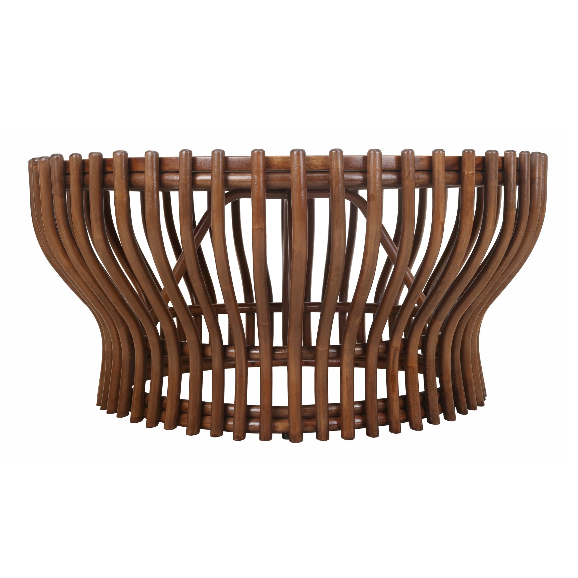 Sona Rattan Coffee Table with Wood Top - Cane Brown