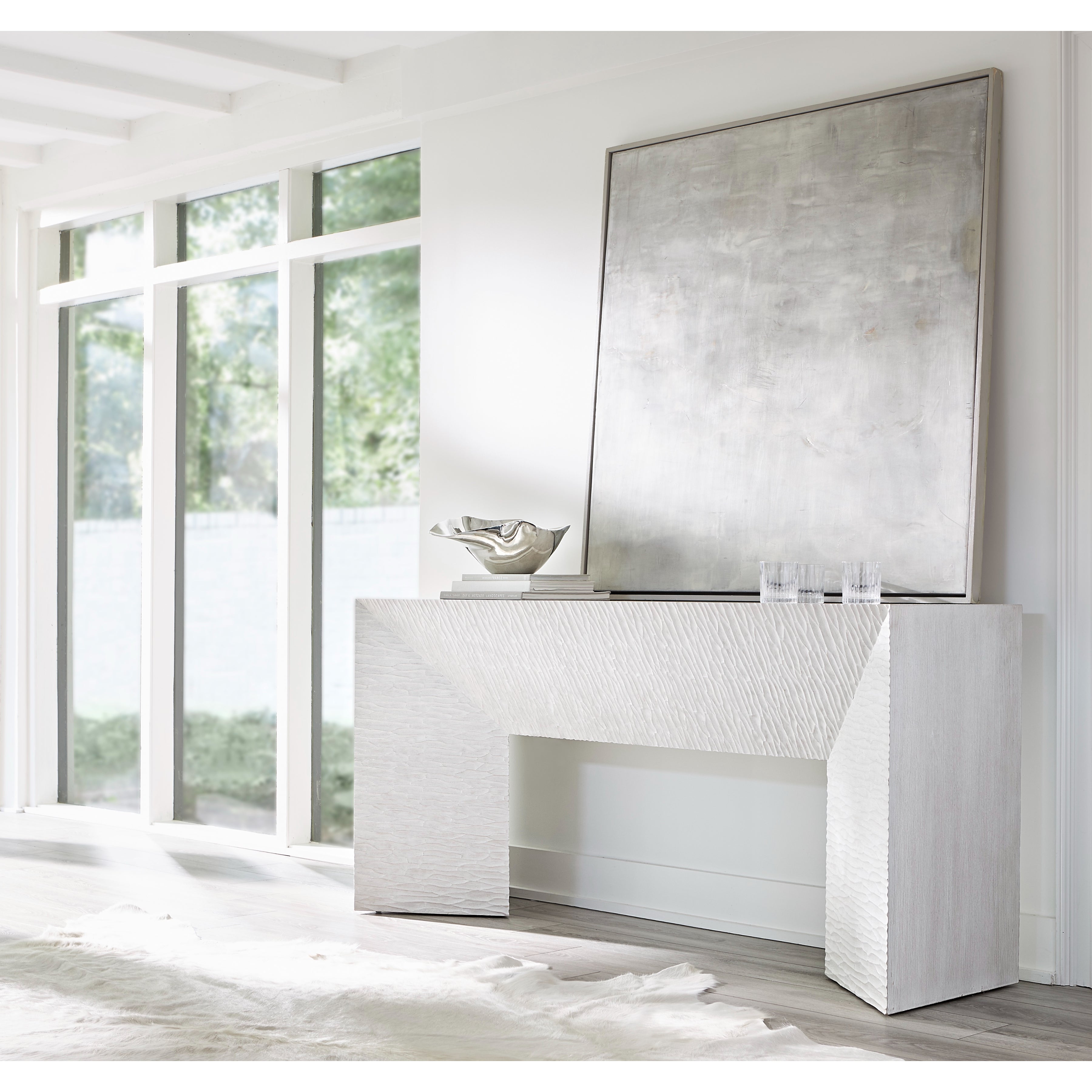 Solaria Console Table with 2 Wooden Pedestal Bases by Bernhardt