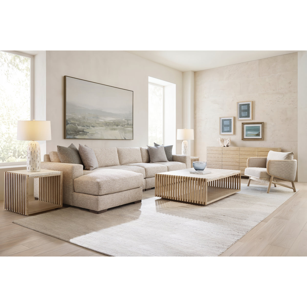 Asana Slatted Entertainment Credenza by Bernhardt