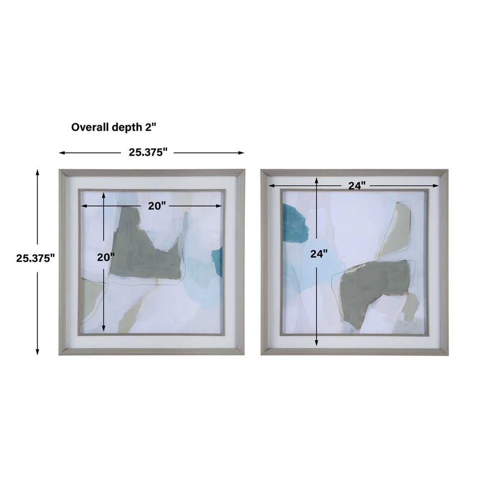 Uttermost Mist Shapes Framed Prints - Set of 2