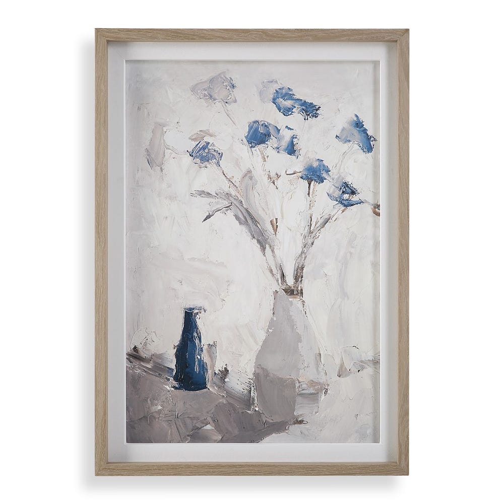 Uttermost Blue Flowers In Vase Framed Print