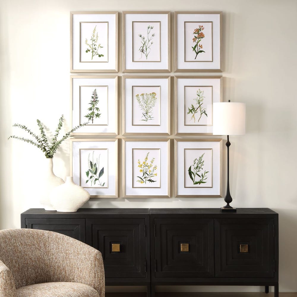 Uttermost Botanical Flowers Framed Prints - Set of 9