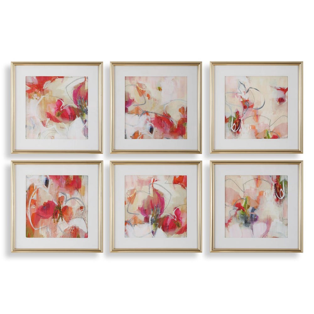 Uttermost Fresh Start Red Abstract Prints - Set of 6