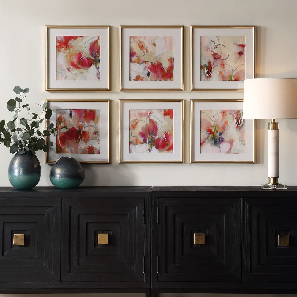 Uttermost Fresh Start Red Abstract Prints - Set of 6