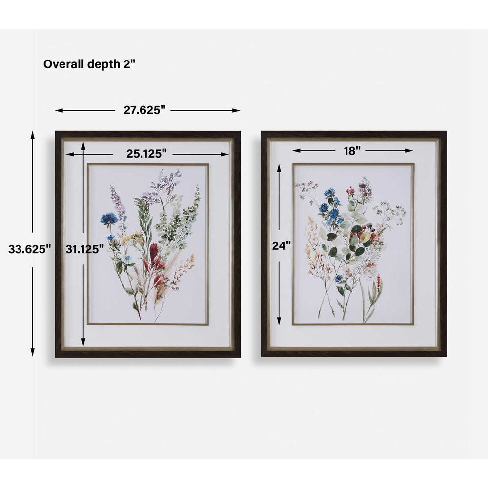 Uttermost Delicate Flowers Framed Prints - Set of 2
