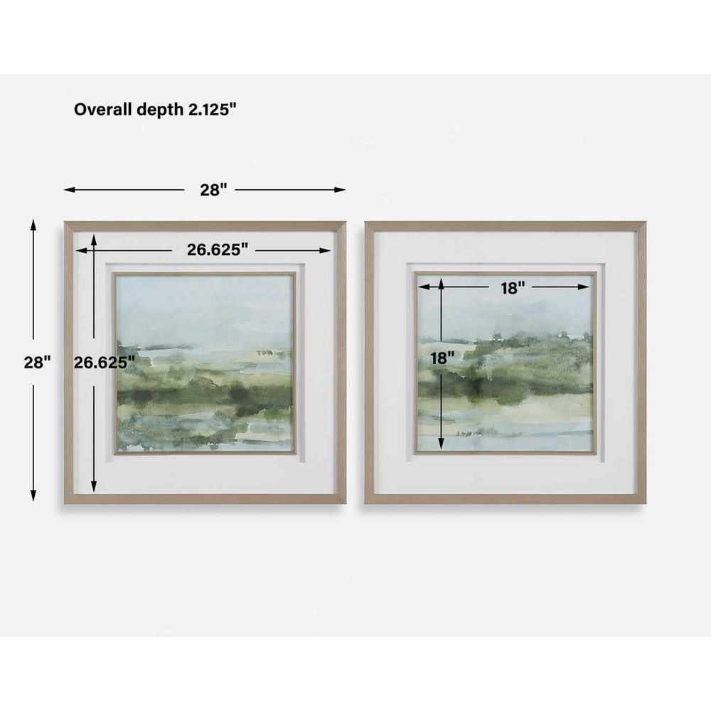 Uttermost Soft Sage Abstract Landscape Prints - Set of 2