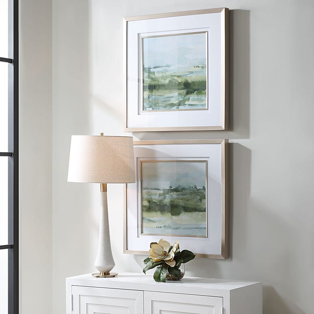 Uttermost Soft Sage Abstract Landscape Prints - Set of 2