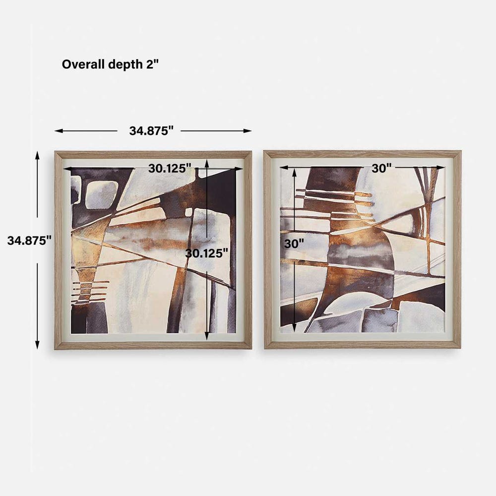 Uttermost Vetrina Framed Abstract Prints - Set of 2