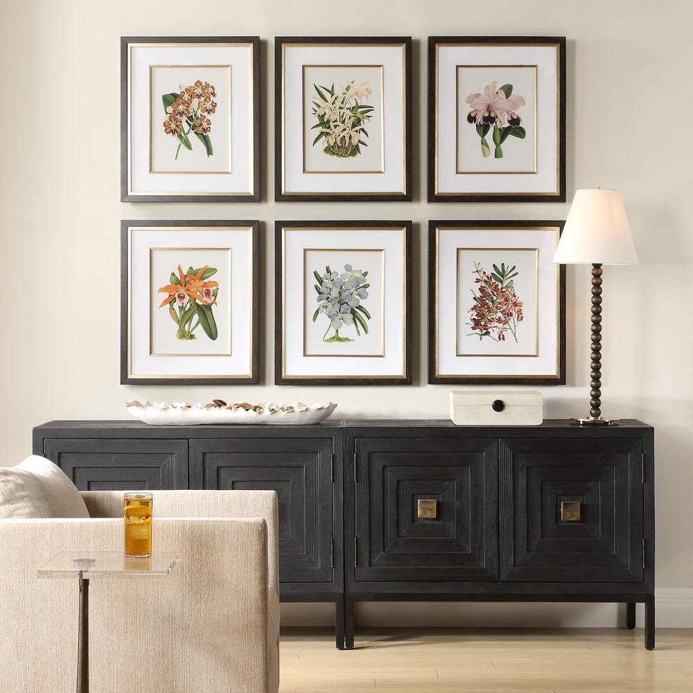 Uttermost Orchid Botanical Framed Prints - Set of 6