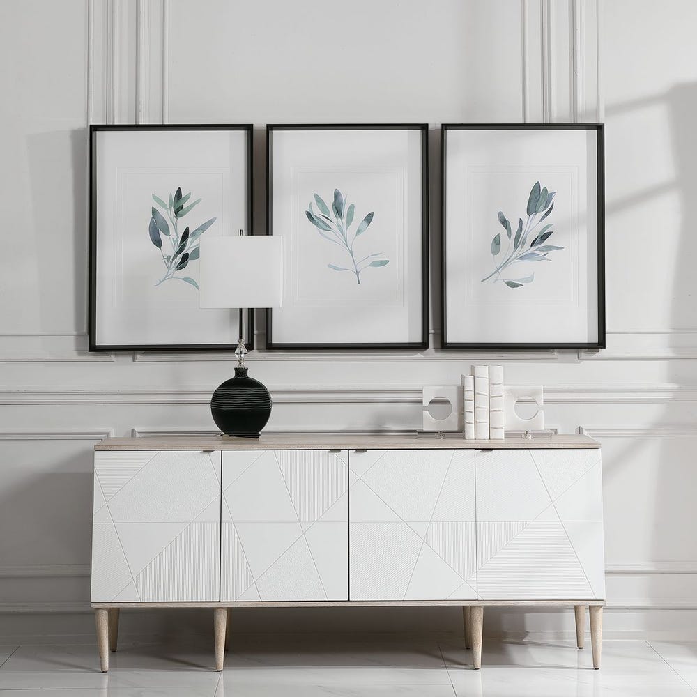 Uttermost Simple Sage Watercolor Prints - Set of 3