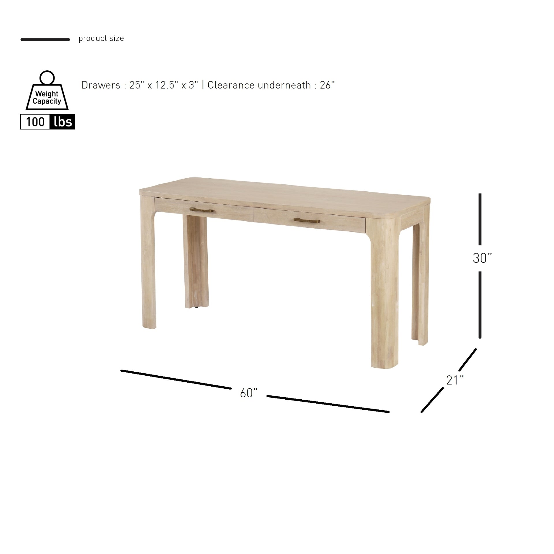 Trevin 2 Drawers KD Desk