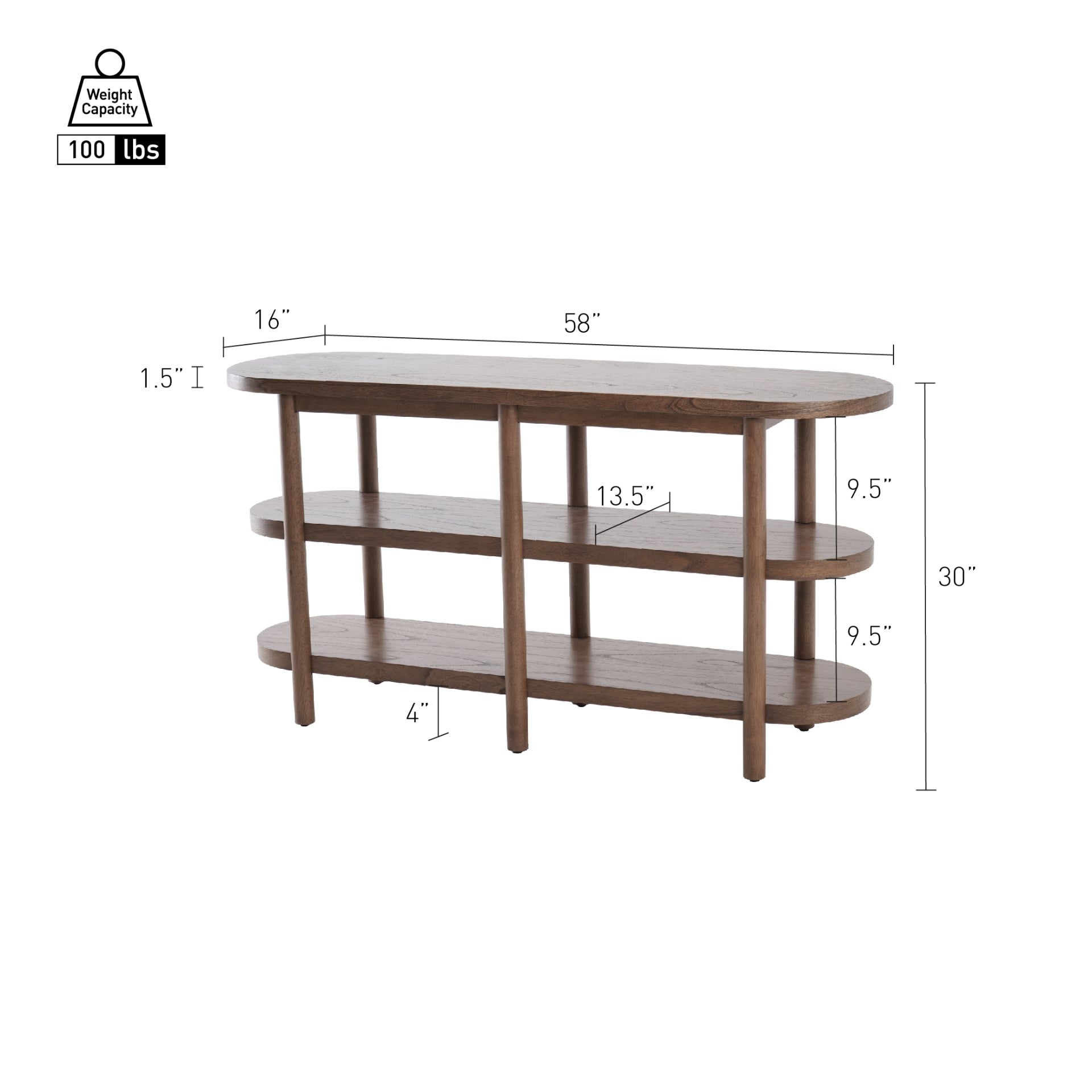 Lester Console Table with Shelves