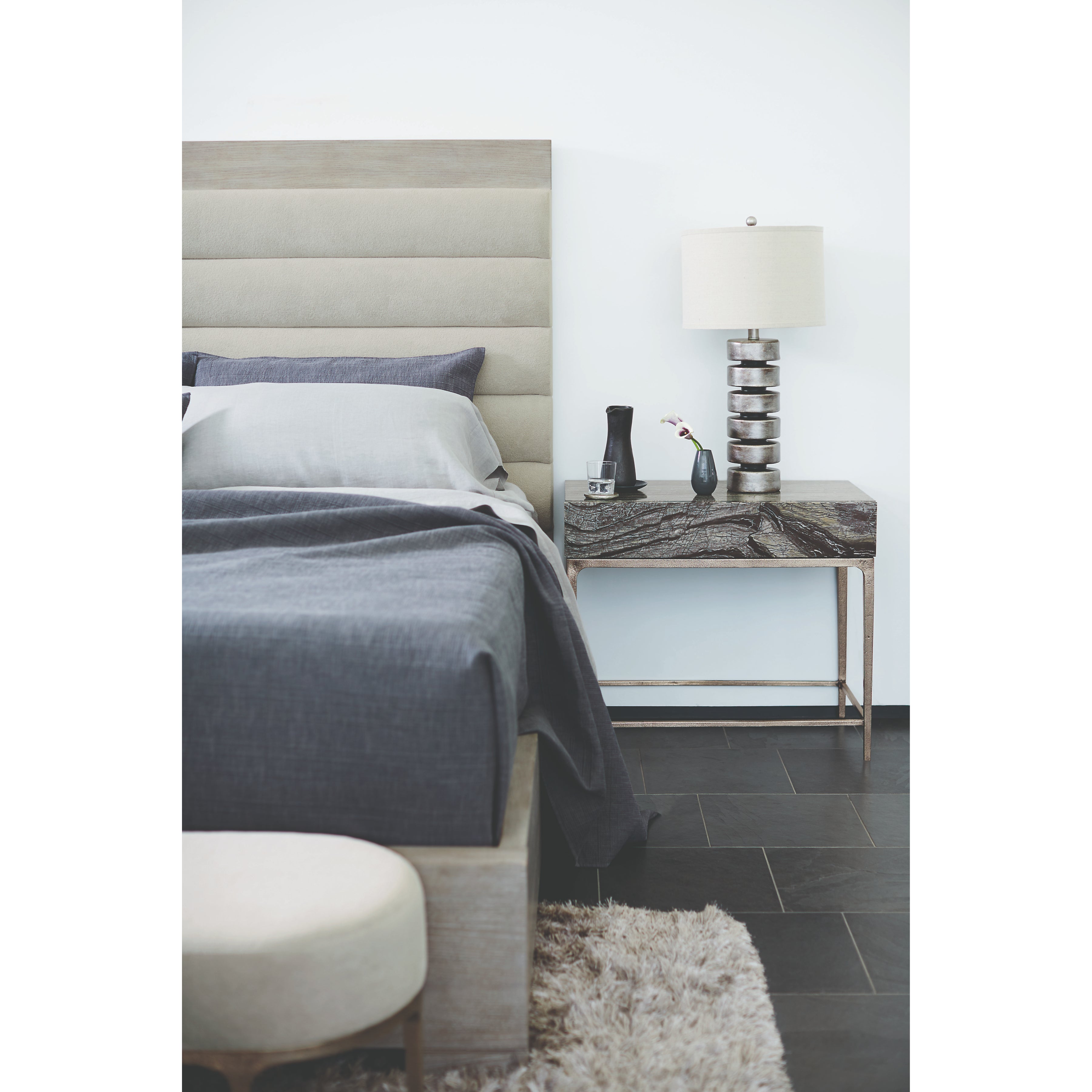 Linea Black Marble Nightstand by Bernhardt