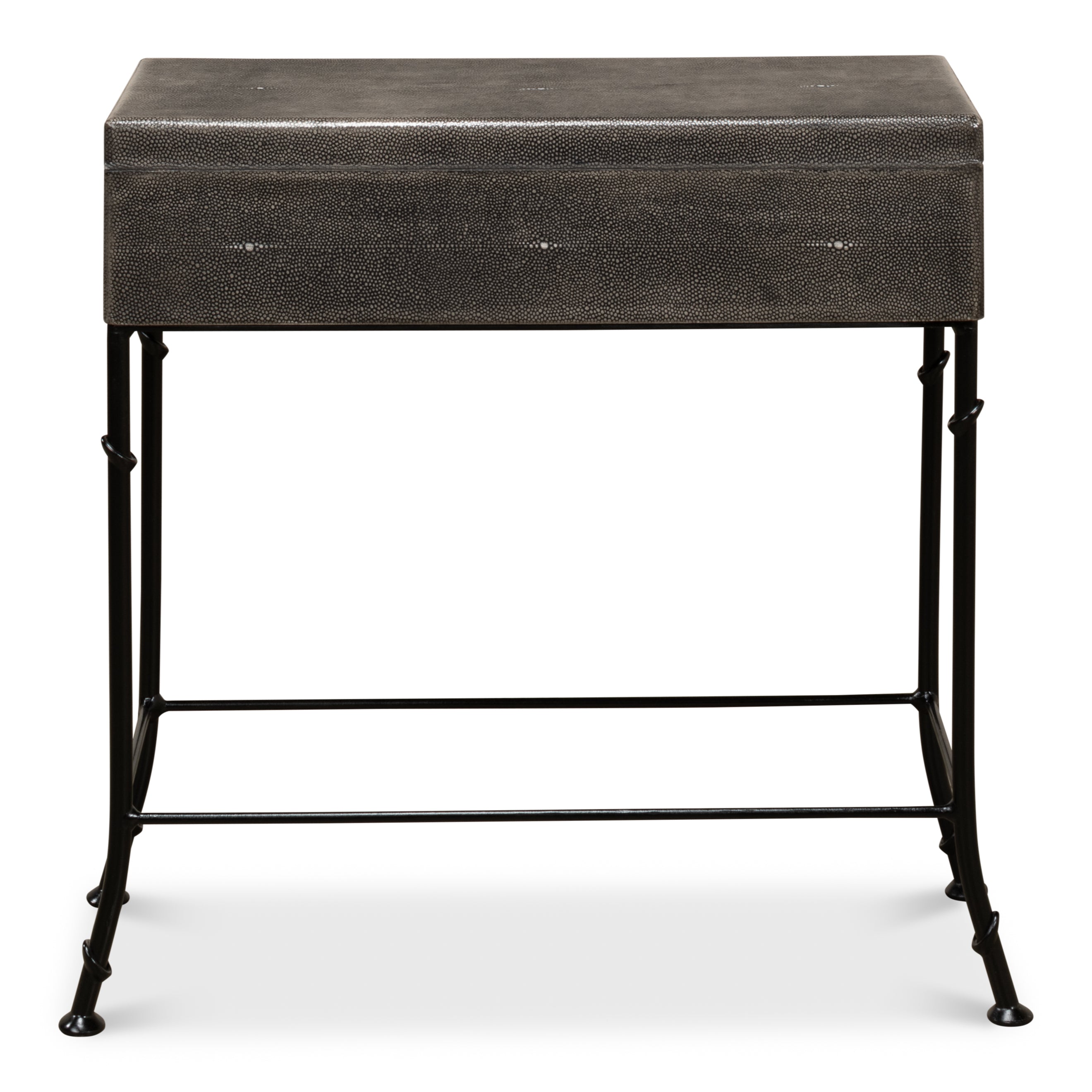 Gray Leather Shagreen Box on Stand