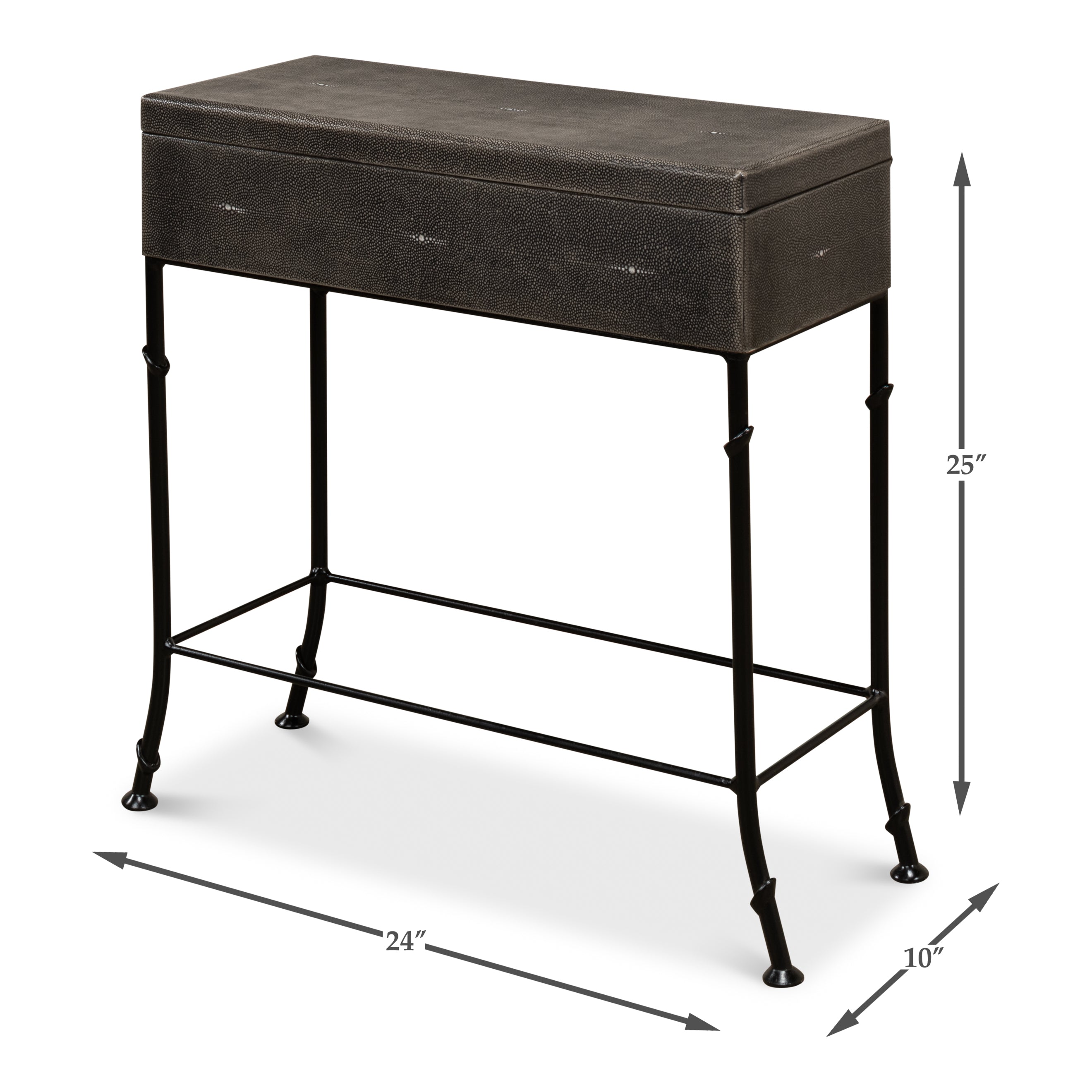 Gray Leather Shagreen Box on Stand