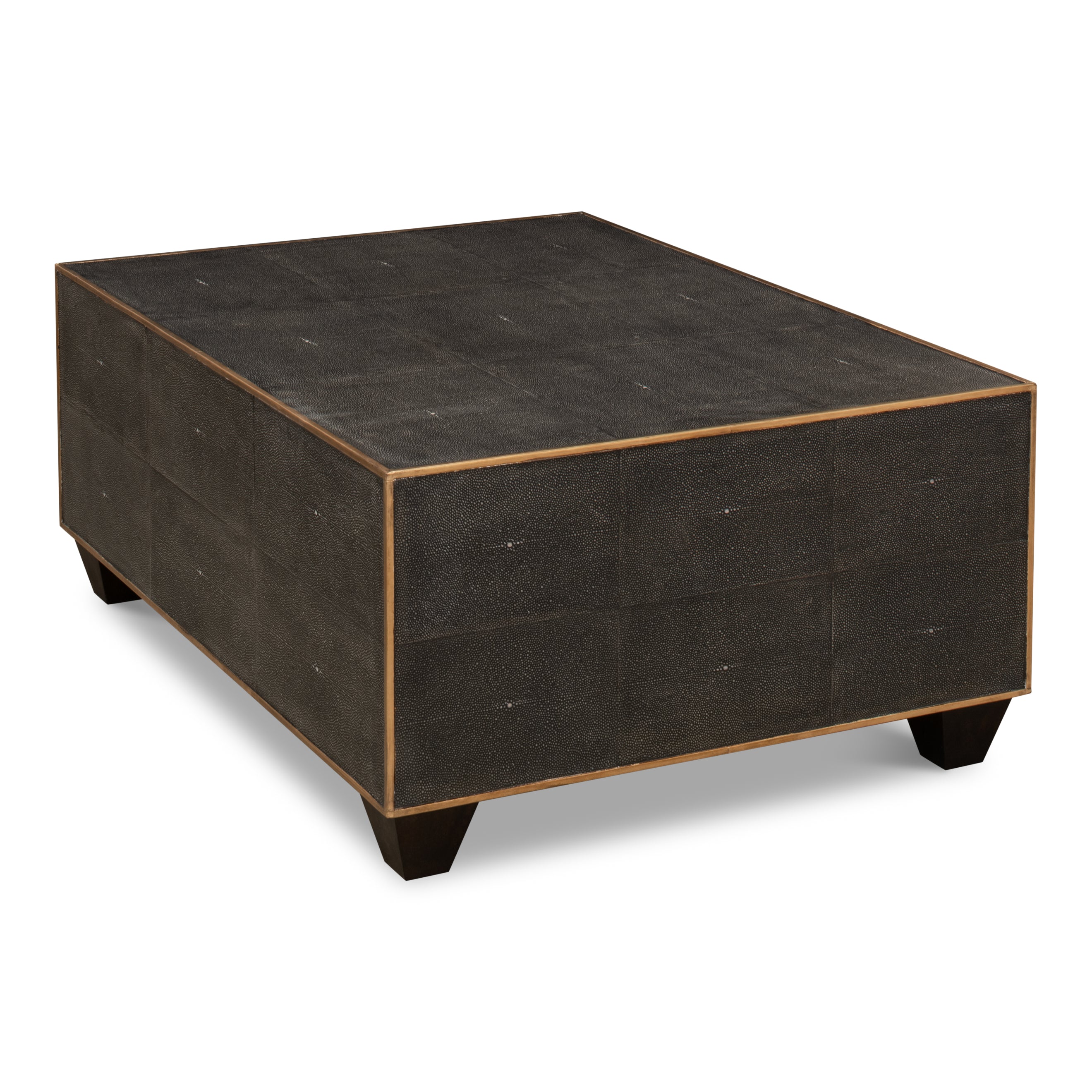 Grey Leather Shagreen Cocktail Table