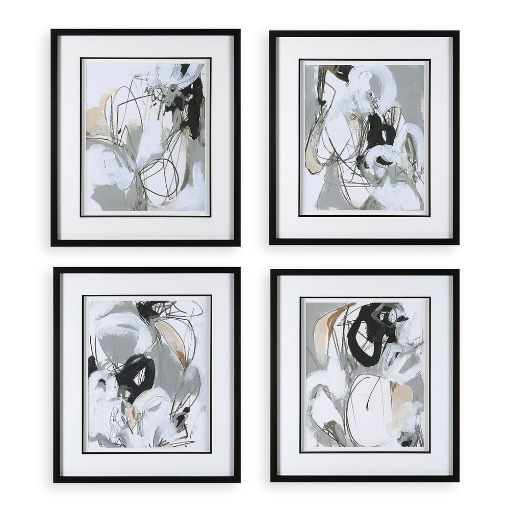 Uttermost Tangled Threads Abstract Framed Prints - Set of 4