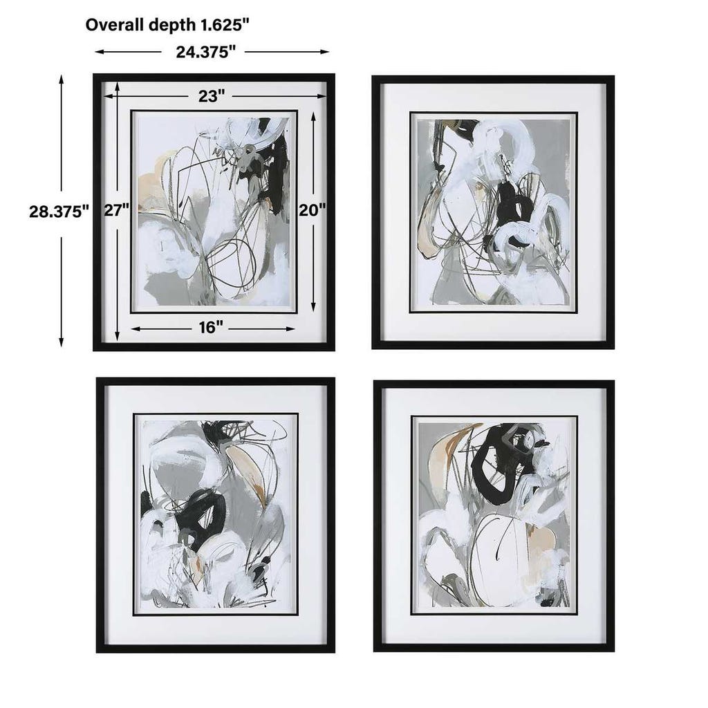 Uttermost Tangled Threads Abstract Framed Prints - Set of 4